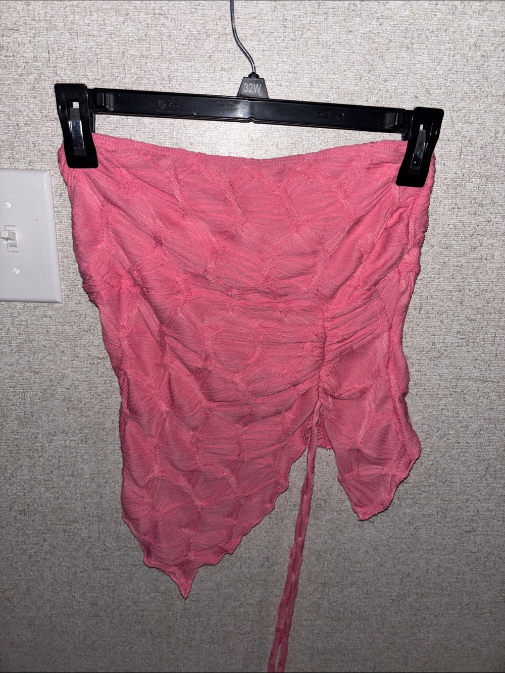 See You Monday Pink Ruched Strapless Top